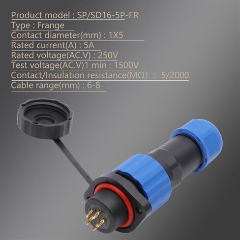SP16 Connector Plug and Socket 2 3 4 5 7 9PIN Connectors with 2 Hole Flange Type Plug 1Pcs(SD16-9P) in Saudi Arabia