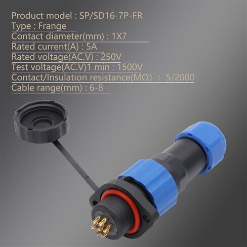 SP16 Connector Plug and Socket 2 3 4 5 7 9PIN Connectors with 2 Hole Flange Type Plug 1Pcs(SD16-9P) in Saudi Arabia
