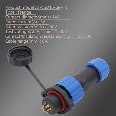 SP16 Connector Plug and Socket 2 3 4 5 7 9PIN Connectors with 2 Hole Flange Type Plug 1Pcs(SD16-9P) in Saudi Arabia
