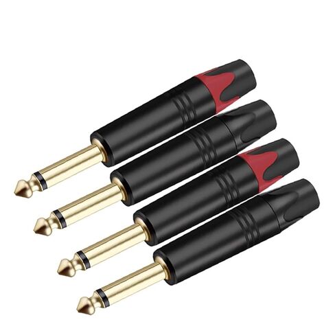 2PCS Mono 6.35MM Jack 6.3MM Male Plug Connector Aluminum Tube Brass 1/4 Inch Microphone Plug Audio Cable Connector(Black) in Kuwait