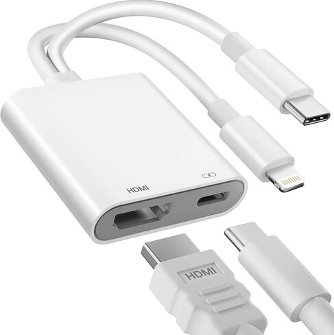 محول USB-C وLightning إلى HDMI لأجهزة iPhone إلى التلفزيون، 4K@60 هرتز معتمد من MFi محول Lightning إلى AV الرقمي مع منفذ شحن 100 واط لأجهزة iPhone 17 16 15 14/MacBook/iPad إلى HDTV/جهاز العرض/الشاشة in Saudi Arabia