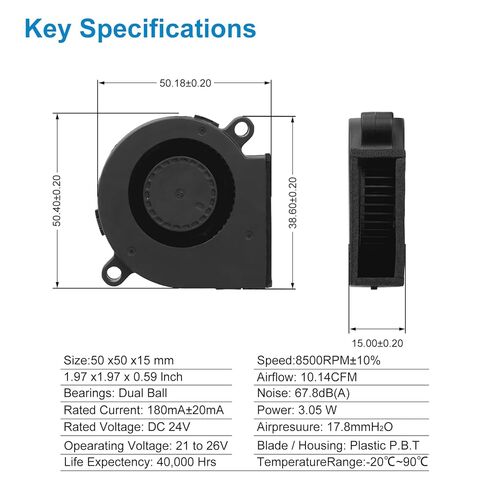5015 Hotend Cooling Fan for Bamboo Lab X1 X1C - High Performance Replacement Part with Enhanced Cooling & Low Noise in Saudi Arabia