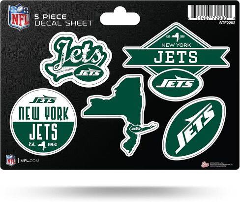 مجموعة من 5 أوراق لاصقة من Rico Industries NFL Football New York Jets مقاس 6 بوصات × .25 بوصة in Kuwait