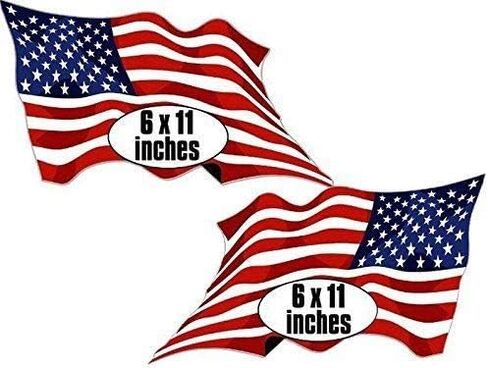 2 Pack: 6x11 inch Forward & Reverse Large Waving American Flag Stickers -us USA Vinyl Decal Sticker Car Waterproof Car Decal Bumper Sticker in Saudi Arabia