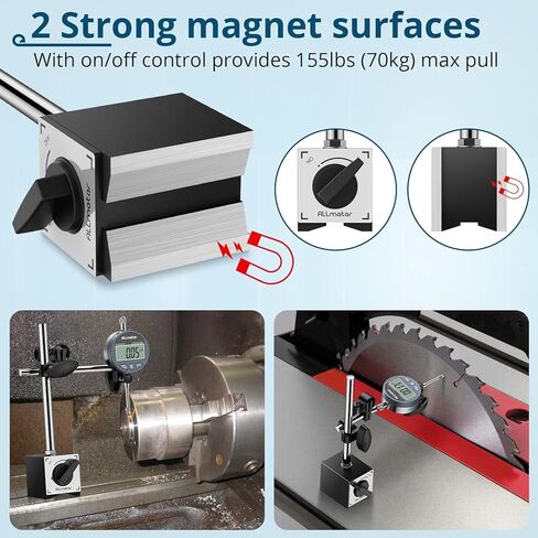 Digital Dial Indicator with Magnetic Base with Storage Case,0-1 Inch/25.4 mm 0.01 mm (0.0005") Inch/Metric Conversion for 3D Printer Lathe Workshop Woodworking with 22pcs Testing Tips in Saudi Arabia