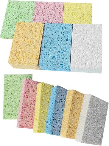 12 Pack Kitchen Natural Cellulose Sponges, Color Sponge, Dishwashing Sponges, Car Washing Sponge, Suitable for Kitchen and Bathroom,Car,Household, Children's Fun Cutting DIY. in Saudi Arabia