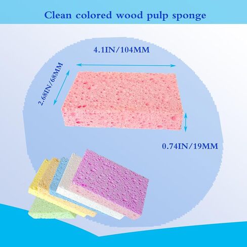 12 Pack Kitchen Natural Cellulose Sponges, Color Sponge, Dishwashing Sponges, Car Washing Sponge, Suitable for Kitchen and Bathroom,Car,Household, Children's Fun Cutting DIY. in Saudi Arabia