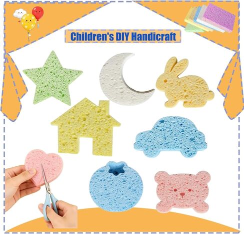 12 Pack Kitchen Natural Cellulose Sponges, Color Sponge, Dishwashing Sponges, Car Washing Sponge, Suitable for Kitchen and Bathroom,Car,Household, Children's Fun Cutting DIY. in Saudi Arabia