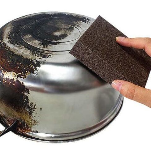 3Pcs Carborundum Sponge, Emery Sponge Brush Clean Eraser Scrub, Sponges for Removing Rust Cleaning Pots and Pans, Household Cleaning Tool, Brown in Saudi Arabia