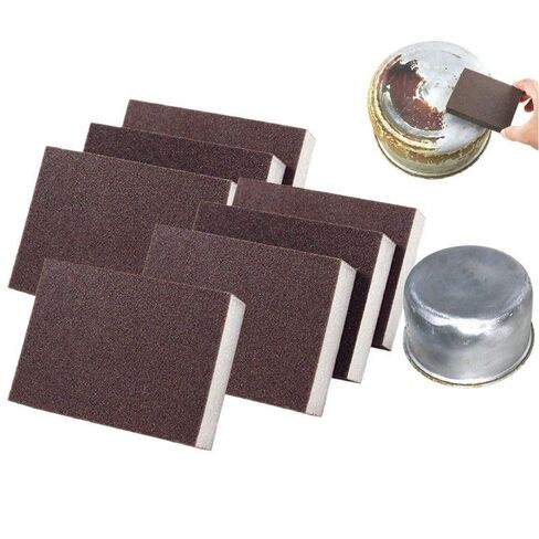 3Pcs Carborundum Sponge, Emery Sponge Brush Clean Eraser Scrub, Sponges for Removing Rust Cleaning Pots and Pans, Household Cleaning Tool, Brown in Saudi Arabia