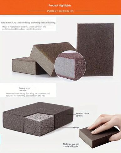3Pcs Carborundum Sponge, Emery Sponge Brush Clean Eraser Scrub, Sponges for Removing Rust Cleaning Pots and Pans, Household Cleaning Tool, Brown in Saudi Arabia