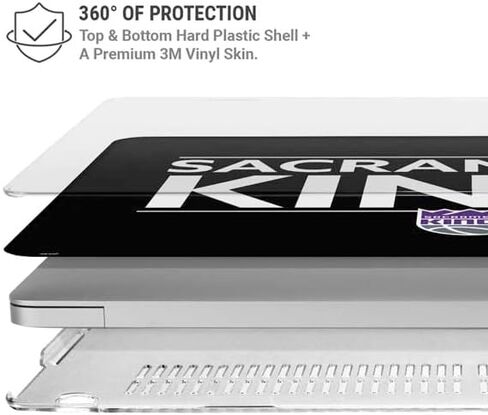 حافظة Skinit + غلاف متوافق مع جهاز MacBook Air 13in (2020) - مرخص رسميًا من NBA Sacramento Kings Standard - تصميم أسود in Saudi Arabia