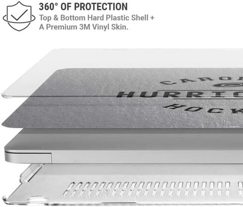 حافظة Skinit + غلاف متوافق مع جهاز MacBook Air 13in (2020) - تصميم نص أسود مرخص رسميًا من NHL Carolina Hurricanes in Saudi Arabia