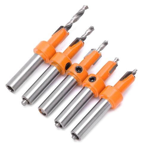 Countersink Drill Bit Set, YG8 Alloy Material, 2.8-4mm Drilling Diameter, Spray Treatment, Wood, Aluminum, 5pcs in Case, Carpentry Tool in Saudi Arabia