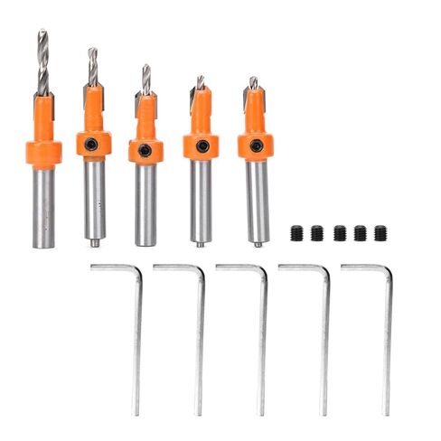 Countersink Drill Bit Set, YG8 Alloy Material, 2.8-4mm Drilling Diameter, Spray Treatment, Wood, Aluminum, 5pcs in Case, Carpentry Tool in Saudi Arabia