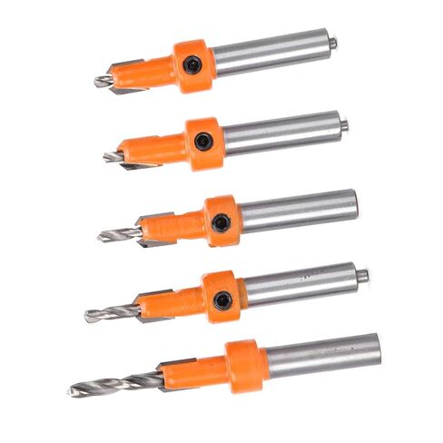 Countersink Drill Bit Set, YG8 Alloy Material, 2.8-4mm Drilling Diameter, Spray Treatment, Wood, Aluminum, 5pcs in Case, Carpentry Tool in Saudi Arabia