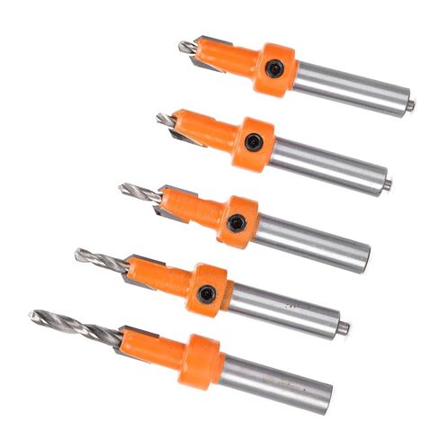 Countersink Drill Bit Set, YG8 Alloy Material, 2.8-4mm Drilling Diameter, Spray Treatment, Wood, Aluminum, 5pcs in Case, Carpentry Tool in Saudi Arabia