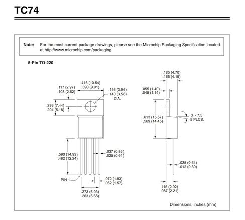 Microchip Technology Inc. TC74A0-5.0VAT TO-220 جهاز استشعار حراري رقمي تسلسلي in Kuwait