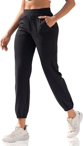 VOOVEEYA Elastic Waist Petite Pants for Women, Stretchy Ankle Sweatpants with Pockets Casual Yoga Golf Pant in Saudi Arabia
