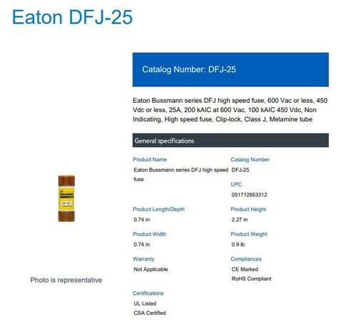Bussmann DFJ-25 DFJ 25A DFJ25 600Vac Class J Drive Fuse عالي السرعة، أصفر in Saudi Arabia