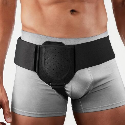 Hernia Belts for Men & Women, Inguinal Hernia Belt for Men Fits Left or Right Hernia, Hernia Support for Men With Adjustable Waist Strap & Compression Pressure Pad for Pre & Post-Surgery | Black in Saudi Arabia