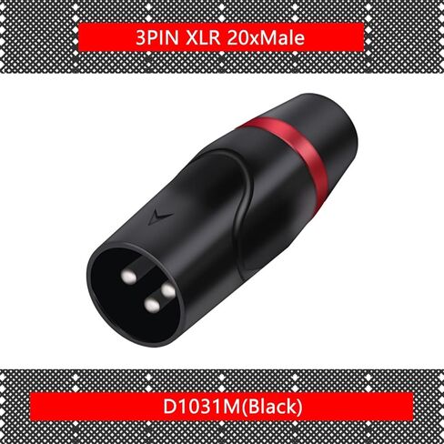 20 قطعة من سبائك الزنك الأسود XLR 3 دبوس ذكر وأنثى كابل موصل الصوت محول للصوت والفيديو (20xأنثى) in Saudi Arabia