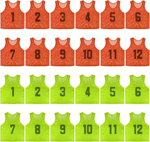 Pinnies الرياضية: 12/24 قطعة من سترات التدريب خفيفة الوزن وجيدة التهوية للأطفال والشباب والكبار. in Kuwait