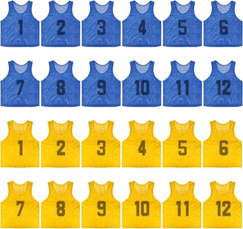 Pinnies الرياضية: 12/24 قطعة من سترات التدريب خفيفة الوزن وجيدة التهوية للأطفال والشباب والكبار. in Kuwait