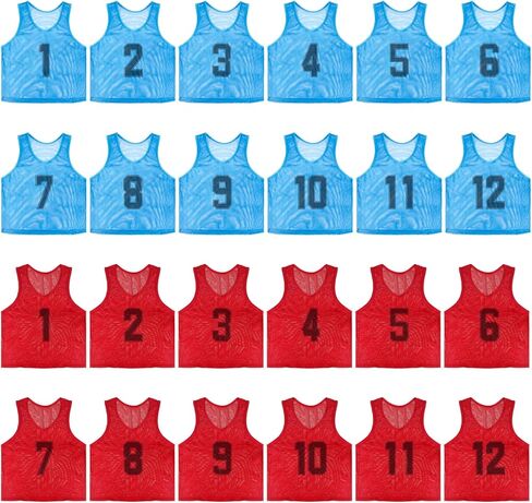 Pinnies الرياضية: 12/24 قطعة من سترات التدريب خفيفة الوزن وجيدة التهوية للأطفال والشباب والكبار. in Kuwait