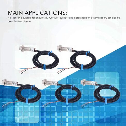 5 قطع من مستشعرات القرب الاستقرائي، تأثير القاعة NPN 5‑30V DC مفتوح عادة (NO) 3 أسلاك مستشعر القرب لتحديد موضع مكبس الأسطوانة in Kuwait