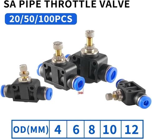 Air Flow Speed Control Valve Tube Water Hose Pneumatic Push In Fittings Throttle Valve SA 4-12mm(Color:6mm) in Saudi Arabia