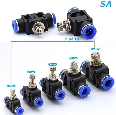 Air Flow Speed Control Valve Tube Water Hose Pneumatic Push In Fittings Throttle Valve SA 4-12mm(Color:6mm) in Saudi Arabia