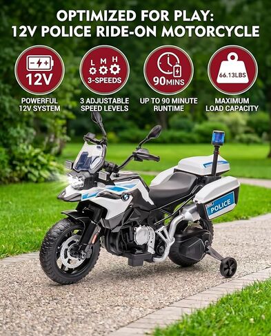 دراجة نارية كهربائية مرخصة من BMW للأطفال، دراجة نارية للركوب 12 فولت مع عجلات تدريب، سرعتان (1.86-4.35 ميل في الساعة)، مصابيح أمامية LED، مشغل MP3 وصندوق تخزين، هدية للأولاد والبنات in Saudi Arabia