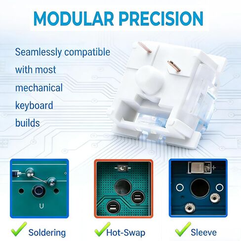 Blue Switch Replacement Mechanical Keyboard Switches, 3 PIN, Clicky, Precise Typing, Dustproof, Compatible with Standard LED Mechanical Keyboards in Saudi Arabia