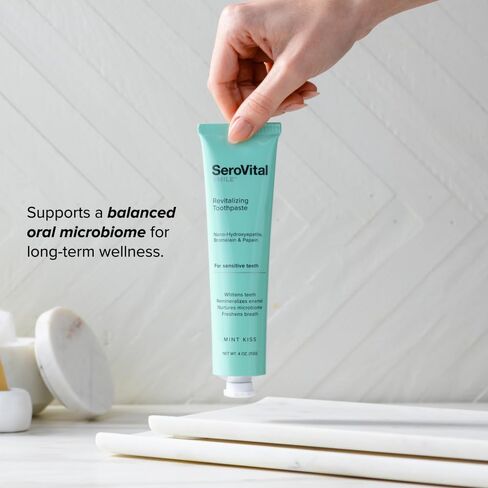 SeroVital Smile Revitalizing Toothpaste — Nano-Hydroxyapatite & Fruit Enzyme Whitening Toothpaste | Formulated Without Fluoride | for Sensitive Teeth | Mint Kiss Flavor | 4 oz. in Saudi Arabia