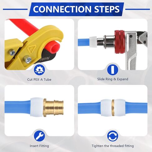 (10 عبوات YVSKM) 3/4 بوصة × 3/4 بوصة × 1/2 بوصة PEX-A تركيبات توسيع المحملة، موصل تدفق كامل من النحاس الخالي من الرصاص، معتمد من ASTM F1960 وCUPC للمياه الساخنة والباردة السكنية وأنظمة التدفئة المشعة in Kuwait