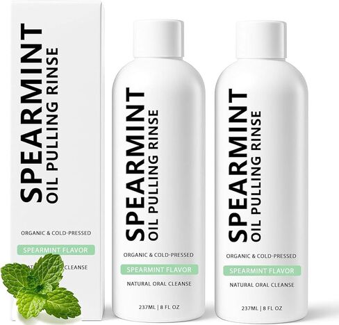 Spearmint Oil Pulling Rinse, Cold-Pressed Coconut Mouthwash for Teeth Whitening, Peppermint Oil for Teeth and Gums (1) in Saudi Arabia