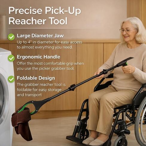 Extra Long Grabber Reacher Tool, 48" Aluminum Foldable Reacher Grabber, Dual Magnetic Tip, 2 in 1 Pickup Grabber w/Shoe Horn, Strong Upper Picker for Elderly, Surgery Recovery, Medical, Trash in Saudi Arabia