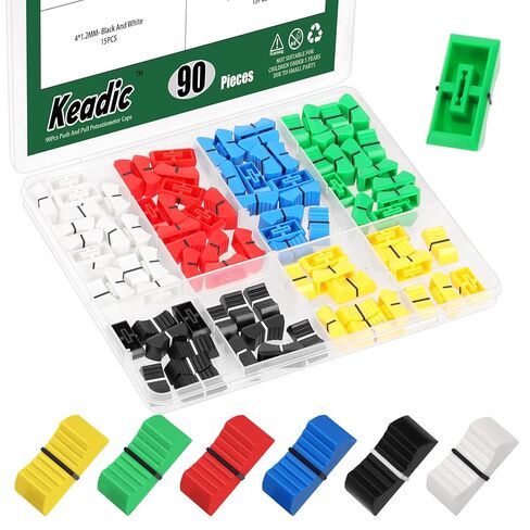 Keadic 90pcs 6 Colors Straight Slide Potentiometer Flat Push Knob Insert Shaft 4x1.2mm,Flat Slider Knobs for Audio Mixer Faders,Potentiometer Caps Pull Knobs for Sound Console and Lighting Control in Saudi Arabia