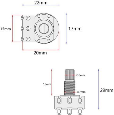 Toddmomy Mn25K 25K Ohm Linear Taper Rotary Potentiometer Dual Deck with Solder Lugs for Guitar Audio Control Knob Replacement in Saudi Arabia