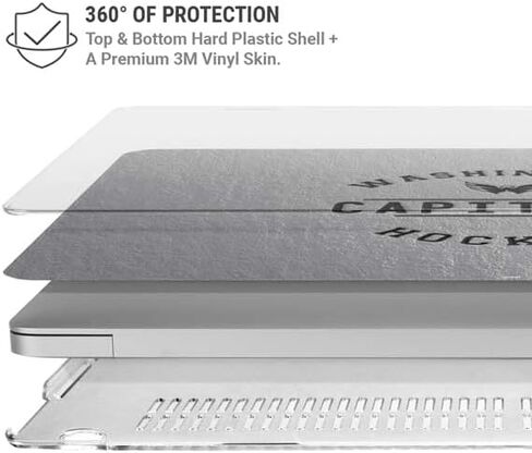 Skinit Case + Skin Compatible with MacBook Air 13in M1 (2021) - Officially Licensed NHL Washington Capitals Black Text Design in Saudi Arabia