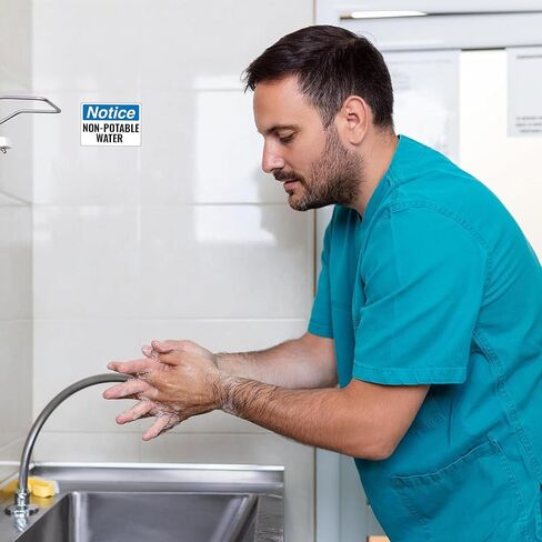 5 × ملصقات مياه غير صالحة للشرب | ملصقات تحذيرية لا تشرب أو تطبخ | 5 × 7 بوصة | متينة، ذاتية اللصق، مقاومة للماء، محمية من الأشعة فوق البنفسجية، علامات تحذير من الفينيل غير قابلة للصدأ | شارات السلامة باللون الأزرق والأسود والأبيض للأعمال وأماكن العمل ومو in Kuwait