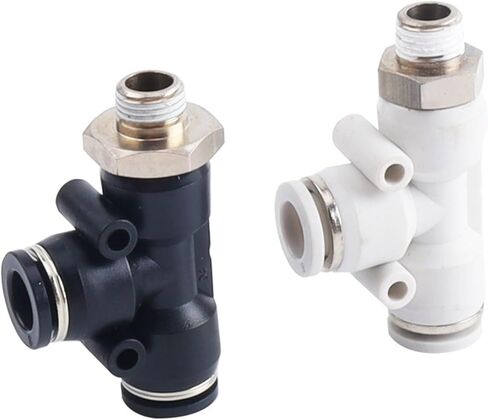 PD Side Thread Black And White T Type Tee G Plastic Pneumatic Air Pipe Quick Joint 1Pcs(16-04*blackthree-waysidethreadPD) in Saudi Arabia