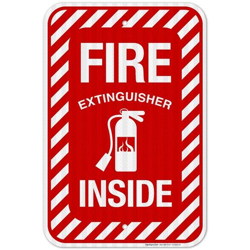 Fire Extinguisher Inside Sign, Fire Safety Sign, 10x7 Inches, Rust Free .040 Aluminum, Fade Resistant, Indoor/Outdoor Use, Made in USA in Saudi Arabia