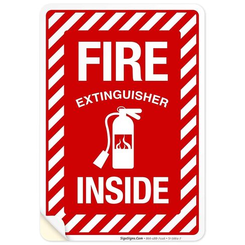 Fire Extinguisher Inside Sign, Fire Safety Sign, 10x7 Inches, Rust Free .040 Aluminum, Fade Resistant, Indoor/Outdoor Use, Made in USA in Saudi Arabia