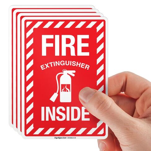 Fire Extinguisher Inside Sign, Fire Safety Sign, 10x7 Inches, Rust Free .040 Aluminum, Fade Resistant, Indoor/Outdoor Use, Made in USA in Saudi Arabia