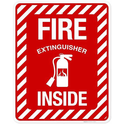 Fire Extinguisher Inside Sign, Fire Safety Sign, 10x7 Inches, Rust Free .040 Aluminum, Fade Resistant, Indoor/Outdoor Use, Made in USA in Saudi Arabia