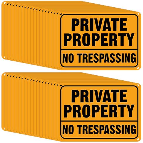 Yaocom 40 Pcs No Trespassing Signs Private Property 7 x 10 Inch Metal Reflective Aluminum No Trespassing Weatherproof Warning Signs for Property Security Outdoor Yard Home in Saudi Arabia