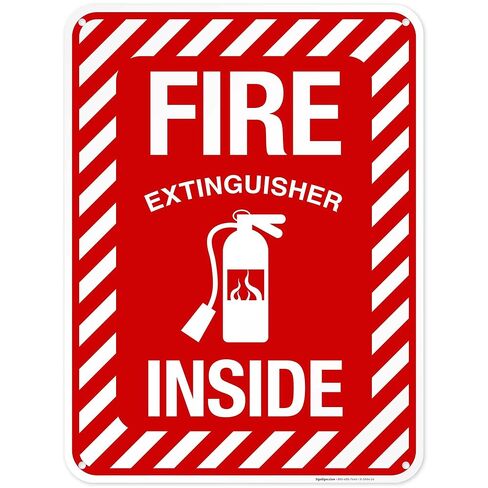 Fire Extinguisher Inside Sign, Fire Safety Sign, 10x7 Inches, Rust Free .040 Aluminum, Fade Resistant, Indoor/Outdoor Use, Made in USA in Saudi Arabia