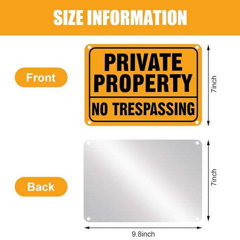 Yaocom 40 Pcs No Trespassing Signs Private Property 7 x 10 Inch Metal Reflective Aluminum No Trespassing Weatherproof Warning Signs for Property Security Outdoor Yard Home in Saudi Arabia
